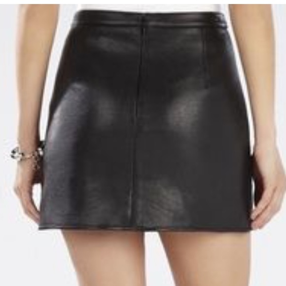 BCBGMAXAZRIA Remi Eyelet Faux Leather Skirt 2 NWT - Picture 2 of 9